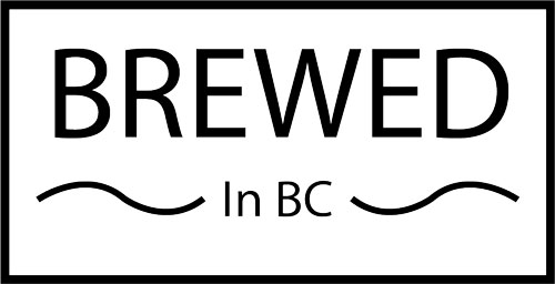 brewed in bc decal in black and white